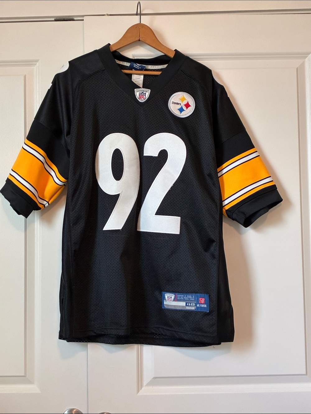 Reebok Pittsburgh Steelers #92 Black and Gold Jersey